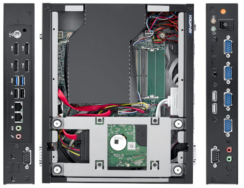 Legenda 5: L'Advantech EPC-T1228 è un sistema industriale basato sulla scheda madre Mini-ITX AMD Ryzen Embedded V1000/R1000, che si presenta come una piattaforma pronta all'uso con tutte le certificazioni necessarie, come EMI e CE, per ridurre i tempi di commercializzazione per i clienti