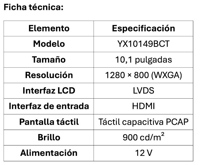 especificaciones pantalla tactil yousee